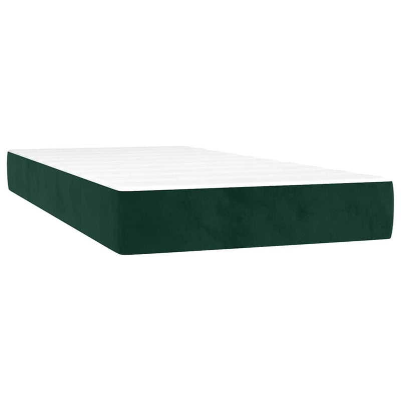 Pat box spring cu saltea, verde închis, 90x200 cm, catifea