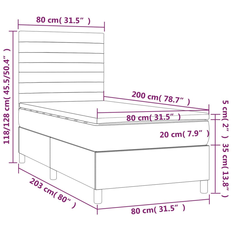 Pat box spring cu saltea, negru, 80x200 cm, catifea