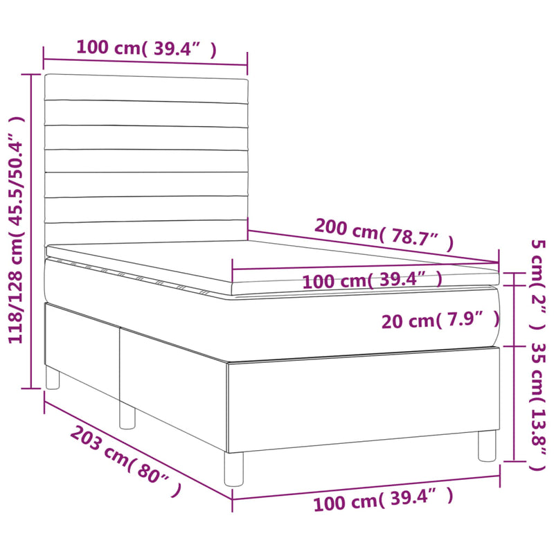 Pat box spring cu saltea, roz, 100x200 cm, catifea