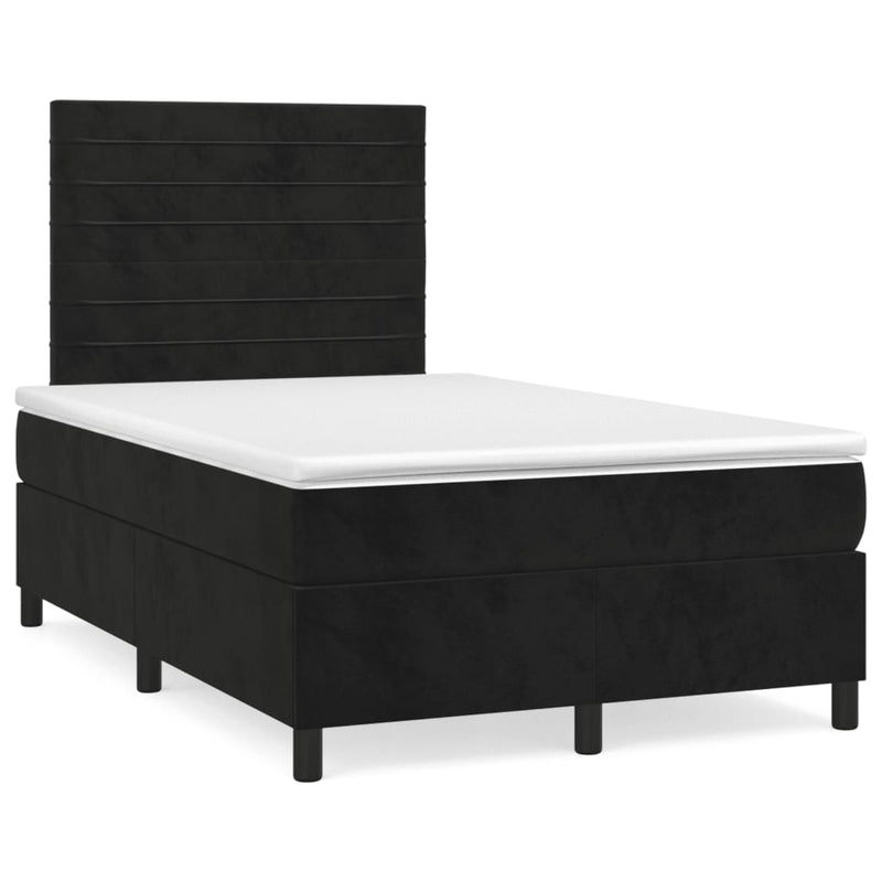 Pat box spring cu saltea, negru, 120x200 cm, catifea