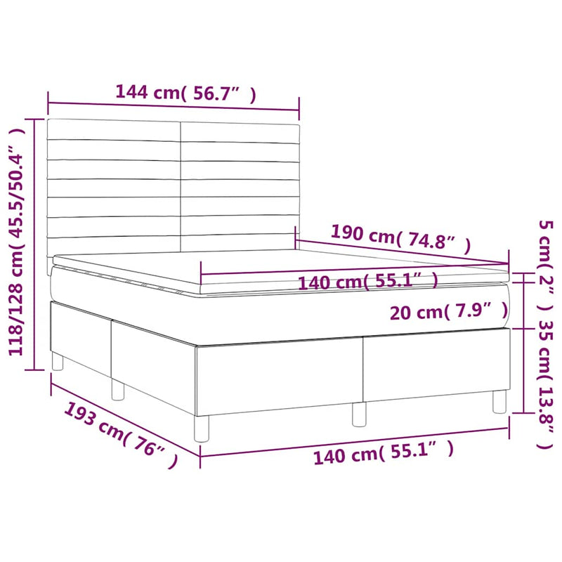 Pat box spring cu saltea, verde închis, 140x190 cm, catifea