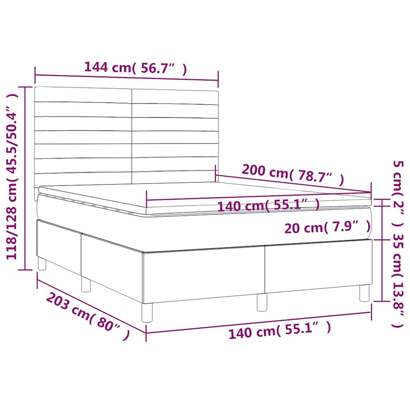 Pat box spring cu saltea, albastru închis, 140x200 cm, catifea