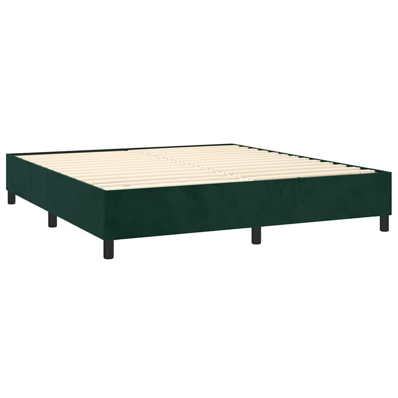 Pat box spring cu saltea, verde închis, 160x200 cm, catifea