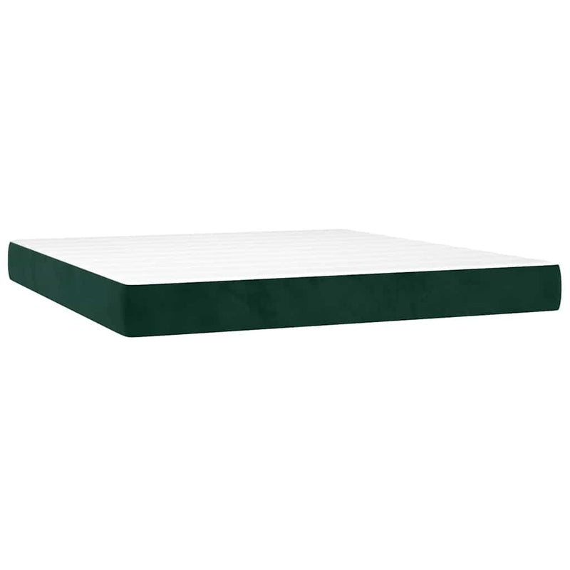 Pat box spring cu saltea, verde închis, 160x200 cm, catifea
