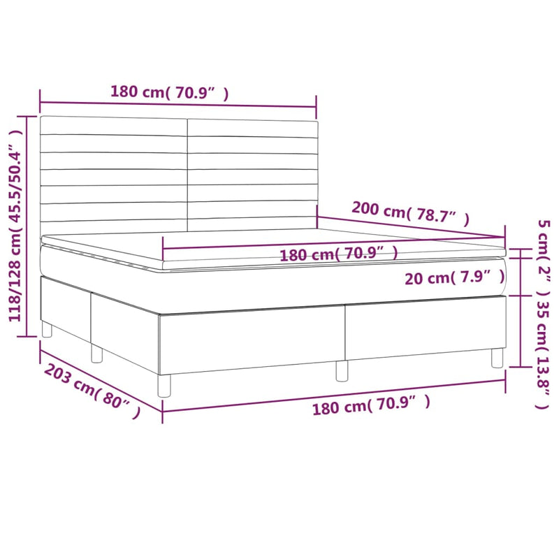 Pat box spring cu saltea, negru, 180x200 cm, catifea