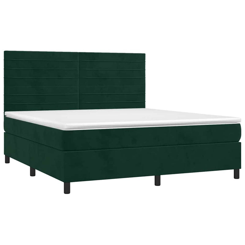 Pat box spring cu saltea, verde închis, 180x200 cm, catifea