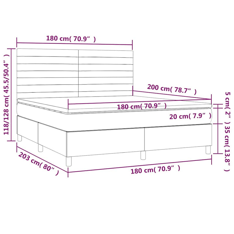 Pat box spring cu saltea, verde închis, 180x200 cm, catifea