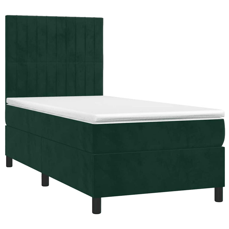 Pat box spring cu saltea, verde închis, 80x200 cm, catifea