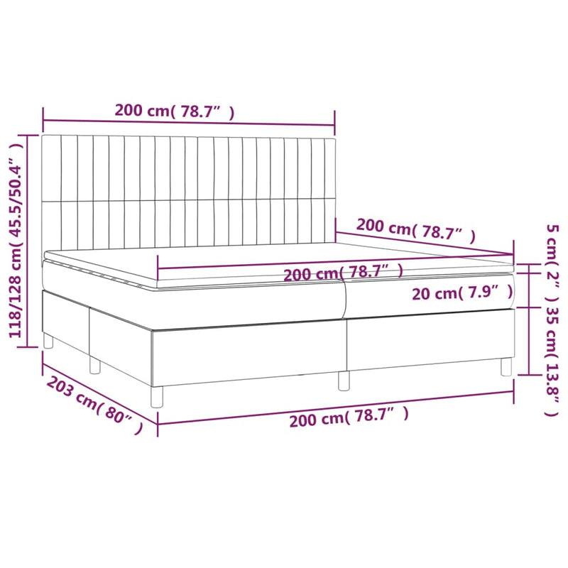 Pat box spring cu saltea, negru, 200x200 cm, catifea