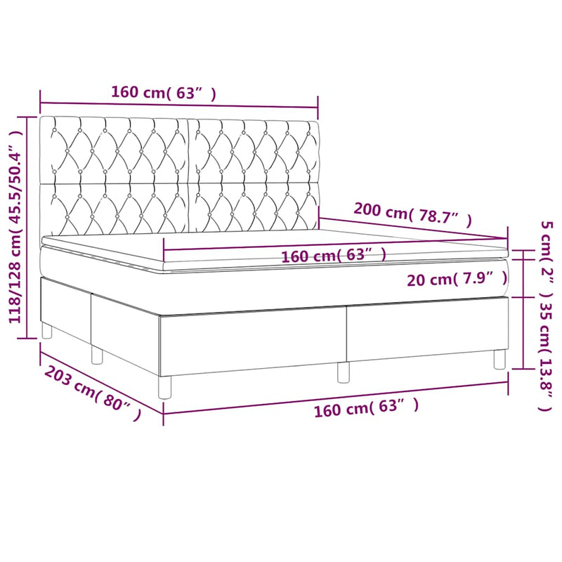 Pat box spring cu saltea, verde închis, 160x200 cm, catifea