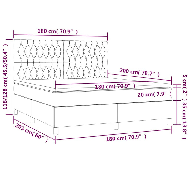 Pat box spring cu saltea, verde închis, 180x200 cm, catifea