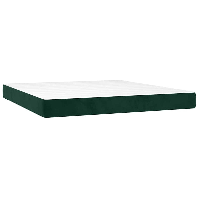 Pat box spring cu saltea, verde închis, 160x200 cm, catifea