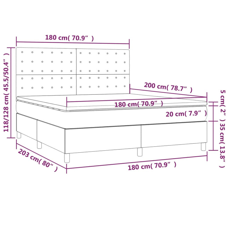 Pat box spring cu saltea, roz, 180x200 cm, catifea
