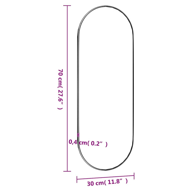 Oglindă de perete, 30x70 cm, oval, sticlă