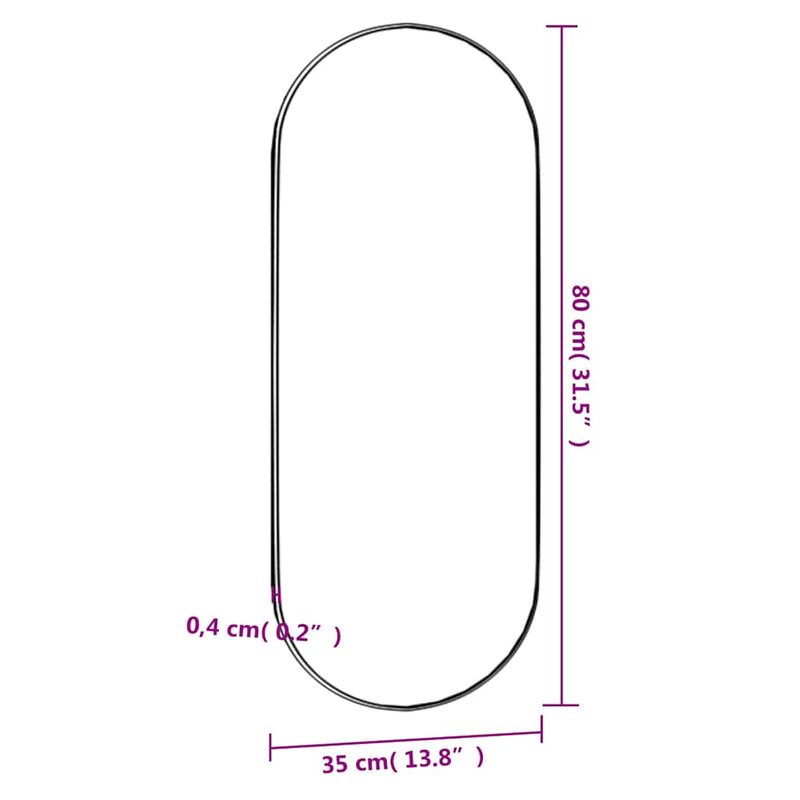 Oglindă de perete, 35x80 cm, oval, sticlă