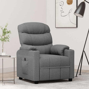 Fotoliu rabatabil electric, gri deschis, textil
