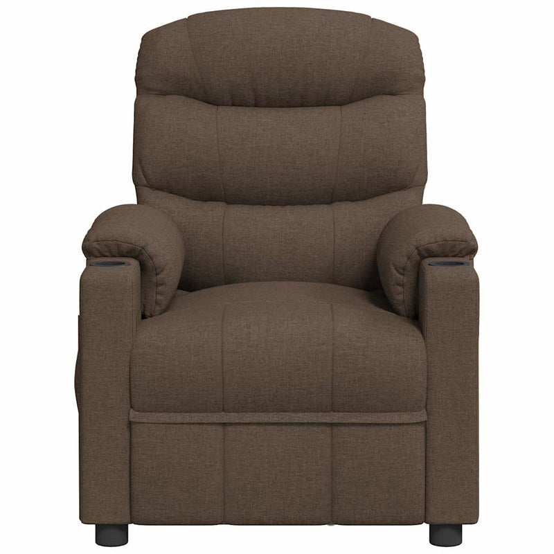 Fotoliu rabatabil electric, maro, material textil