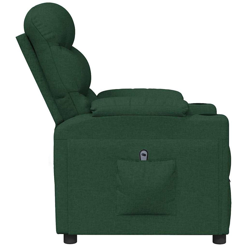 Fotoliu rabatabil electric, verde închis, material textil