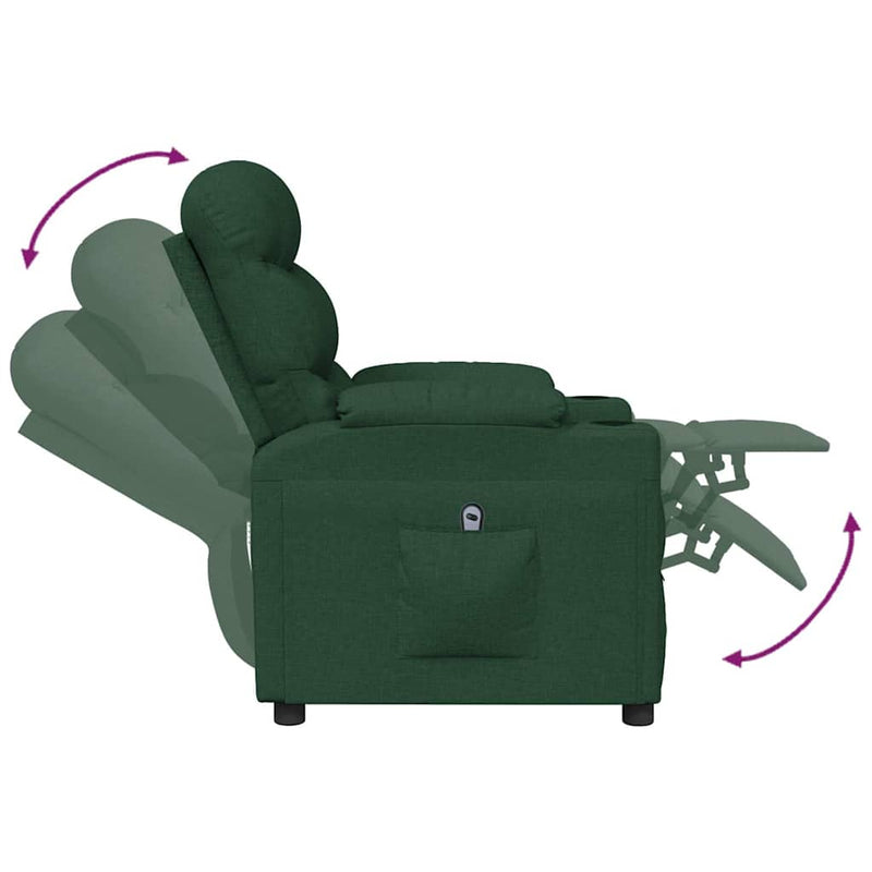 Fotoliu rabatabil electric, verde închis, material textil