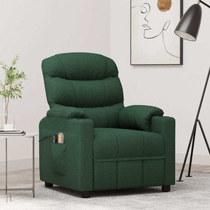 Fotoliu de masaj electric, verde închis, material textil