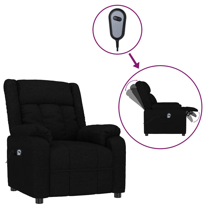 Fotoliu rabatabil electric, negru, material textil