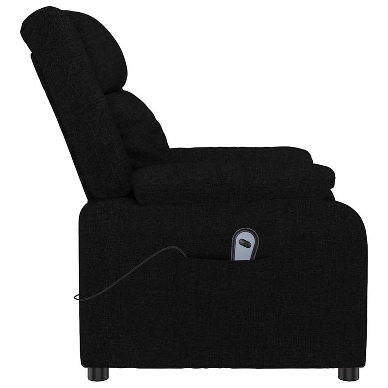 Fotoliu rabatabil electric, negru, material textil