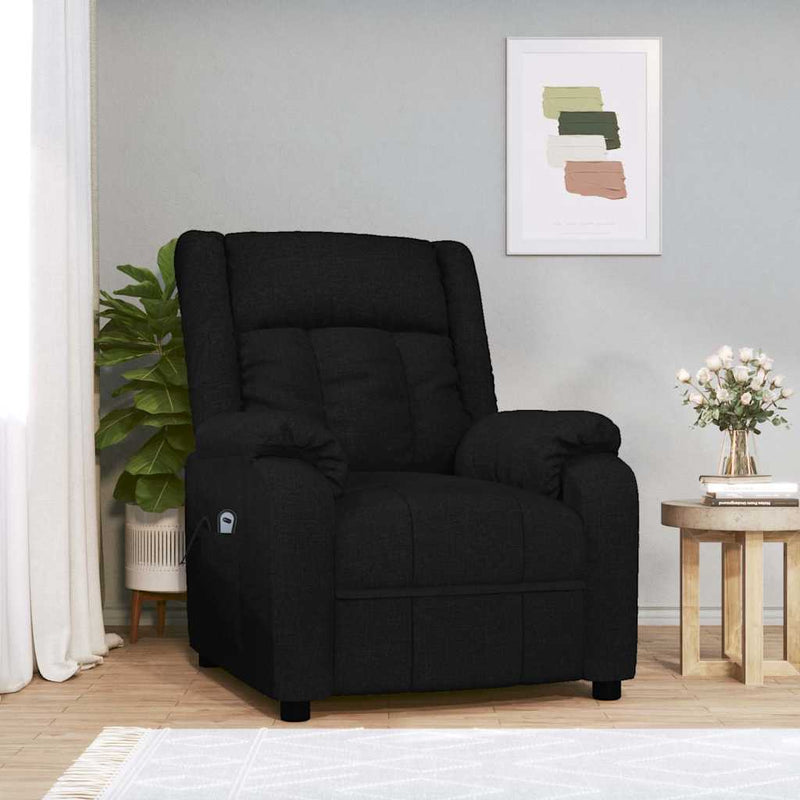 Fotoliu rabatabil electric, negru, material textil