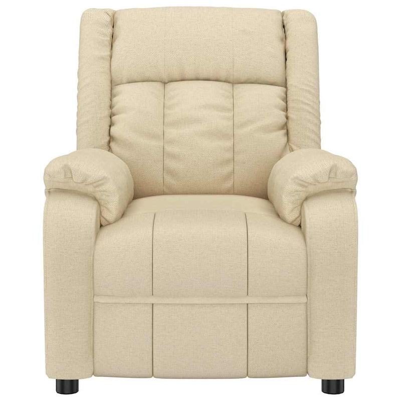 Fotoliu rabatabil electric, crem, material textil