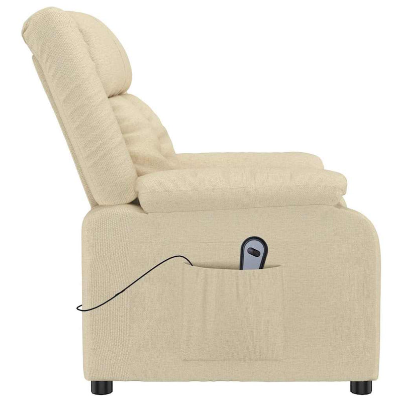 Fotoliu rabatabil electric, crem, material textil