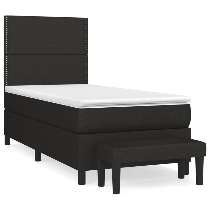 Pat box spring cu saltea, negru, 80x200 cm, textil