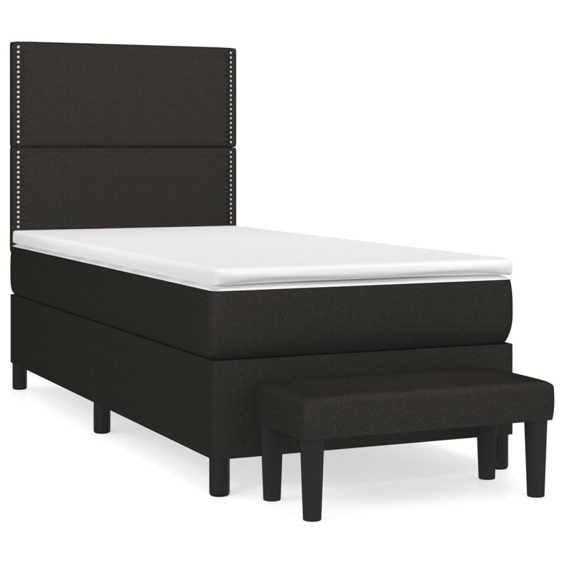 Pat box spring cu saltea, negru, 90x190 cm, textil
