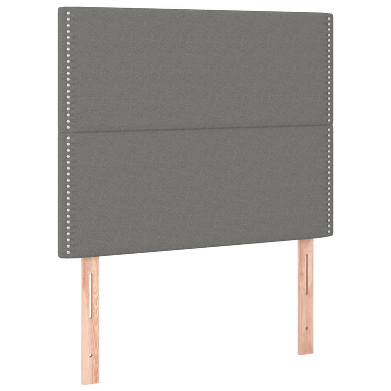 Pat box spring cu saltea, gri închis, 90x200 cm, textil