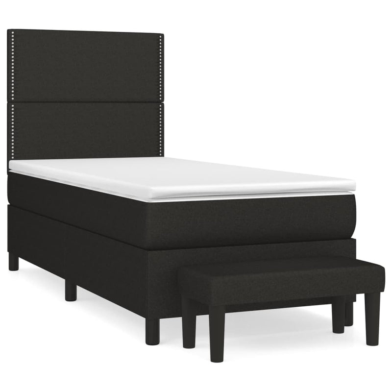 Pat box spring cu saltea, negru, 90x200 cm, textil