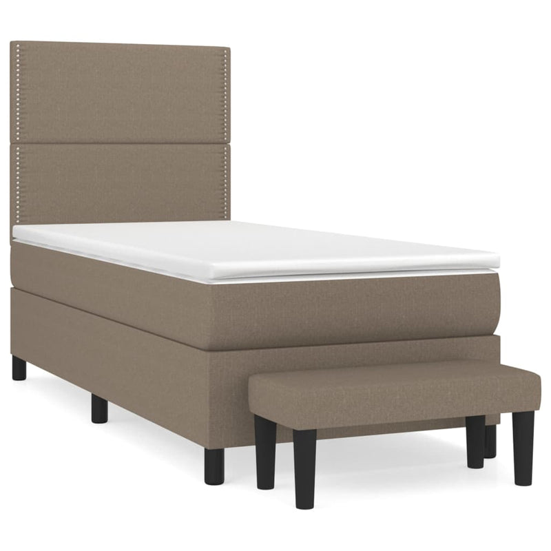 Pat box spring cu saltea, gri taupe, 100x200 cm, textil