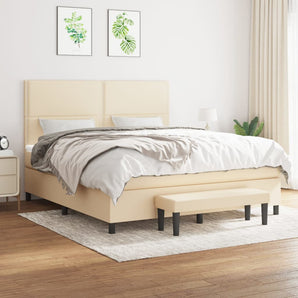 Pat continental cu saltea, crem, 180x200 cm, textil