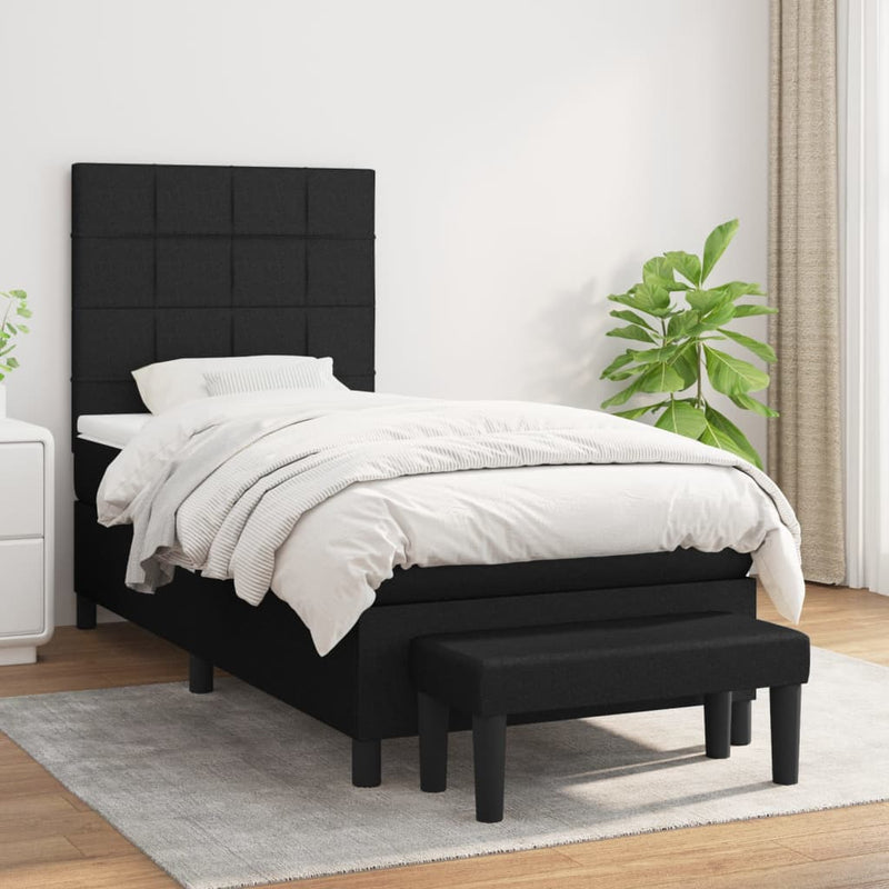 Pat box spring cu saltea, negru, 80x200 cm, textil