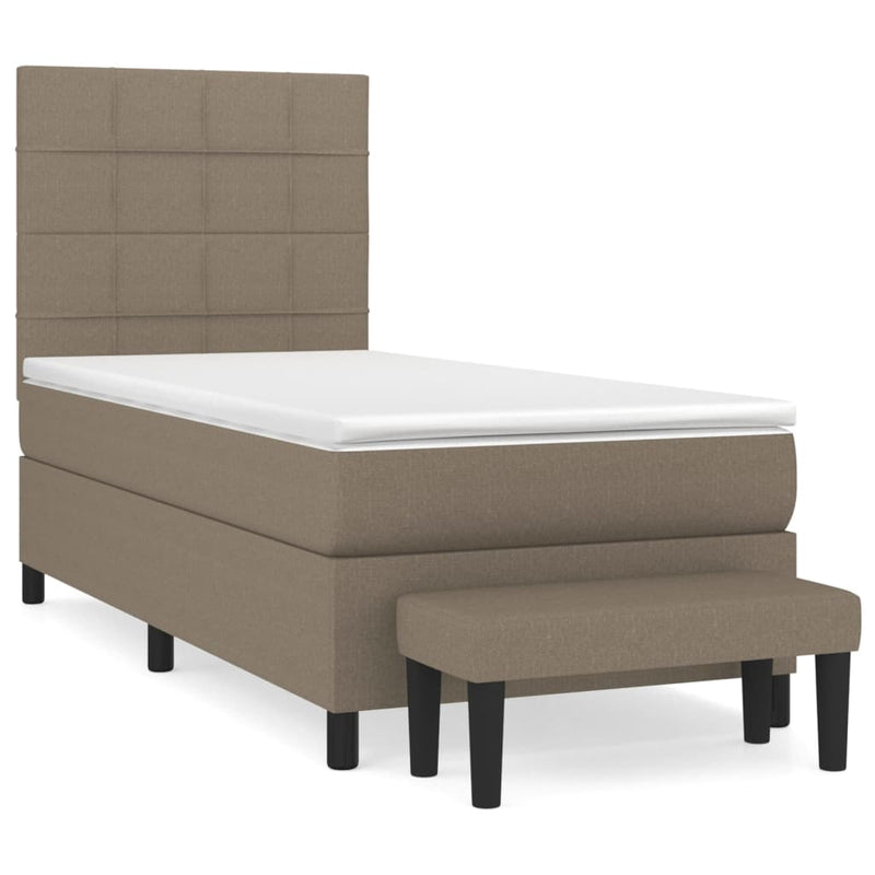 Pat box spring cu saltea, gri taupe, 80x200 cm, textil