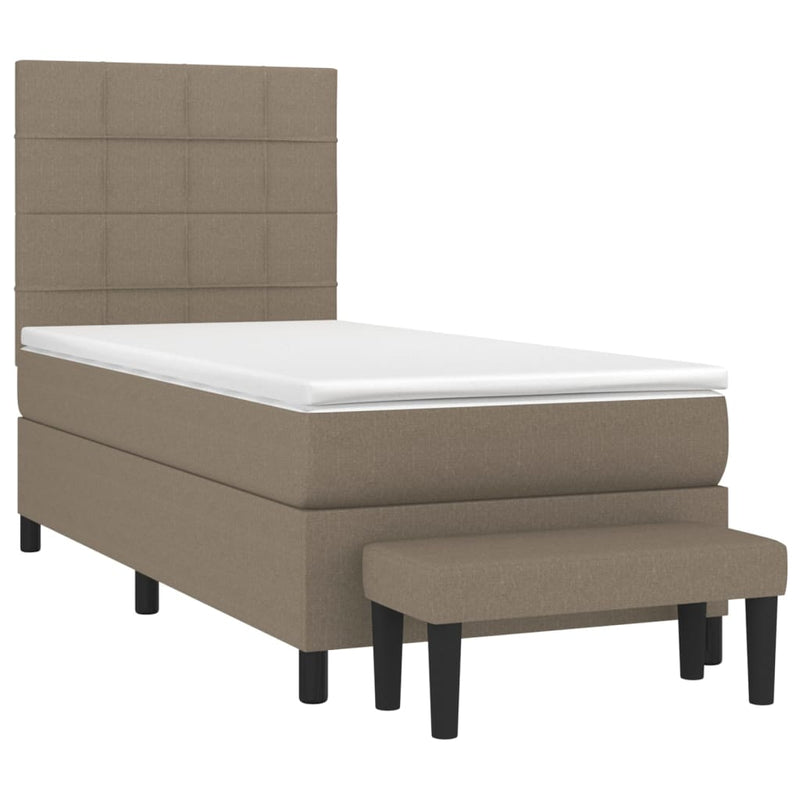 Pat box spring cu saltea, gri taupe, 80x200 cm, textil