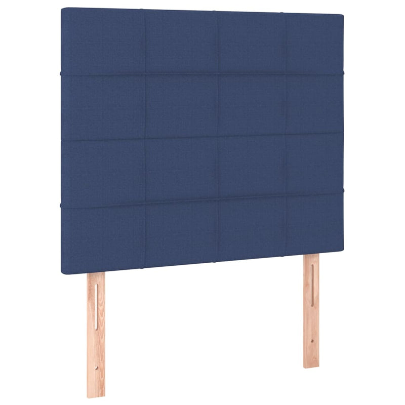 Pat box spring cu saltea, albastru, 90x200 cm, textil