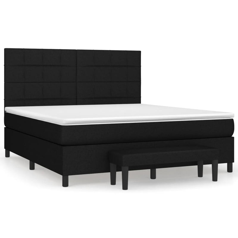 Pat box spring cu saltea, negru, 160x200 cm, textil