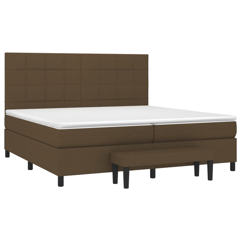 Pat box spring cu saltea, maro închis, 200x200 cm, textil