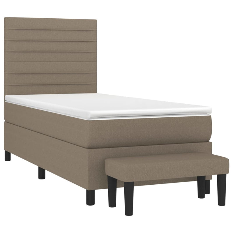Pat box spring cu saltea, gri taupe, 80x200 cm, textil