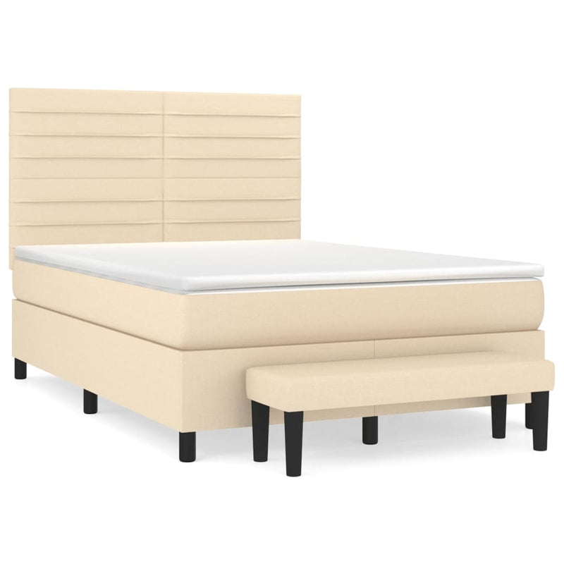 Pat continental cu saltea, crem, 140x200 cm, material textil