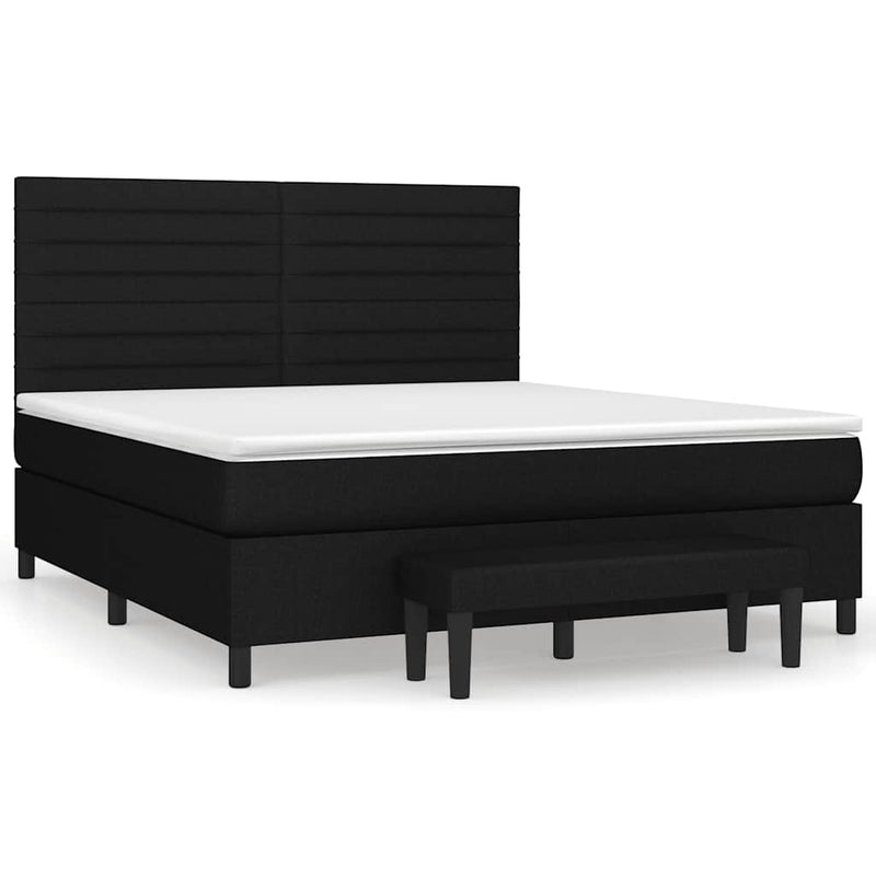 Pat box spring cu saltea, negru, 160x200 cm, textil