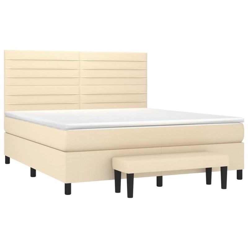 Pat continental cu saltea, crem, 180x200 cm, textil