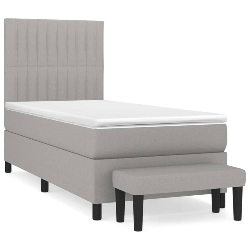 Pat continental cu saltea, gri deschis, 80x200 cm, textil
