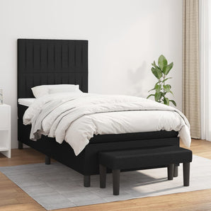 Pat box spring cu saltea, negru, 100x200 cm, textil