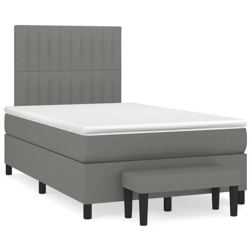 Pat box spring cu saltea, gri închis, 120x200 cm, textil