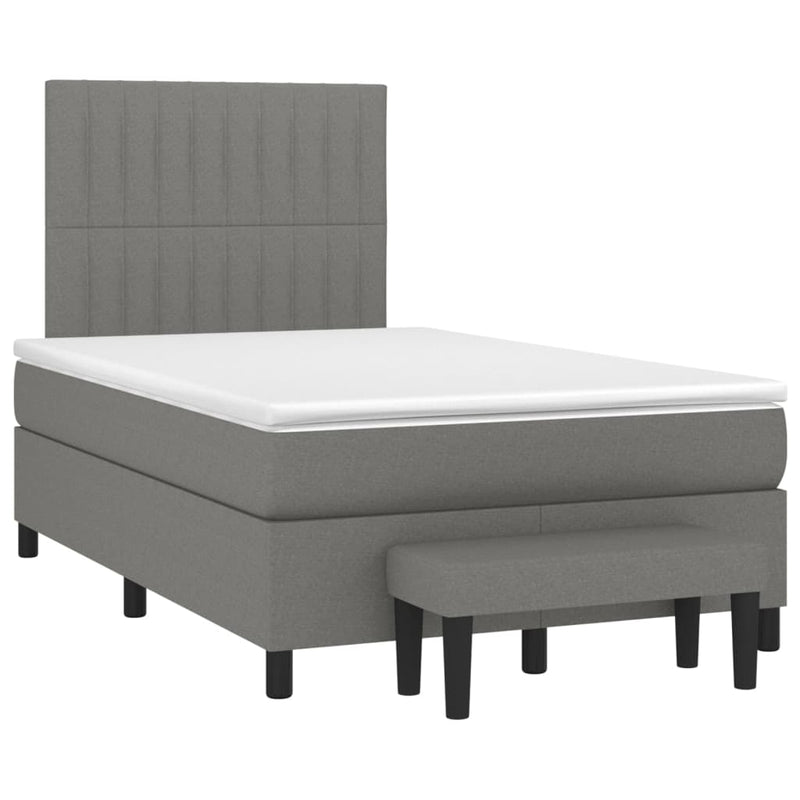 Pat box spring cu saltea, gri închis, 120x200 cm, textil