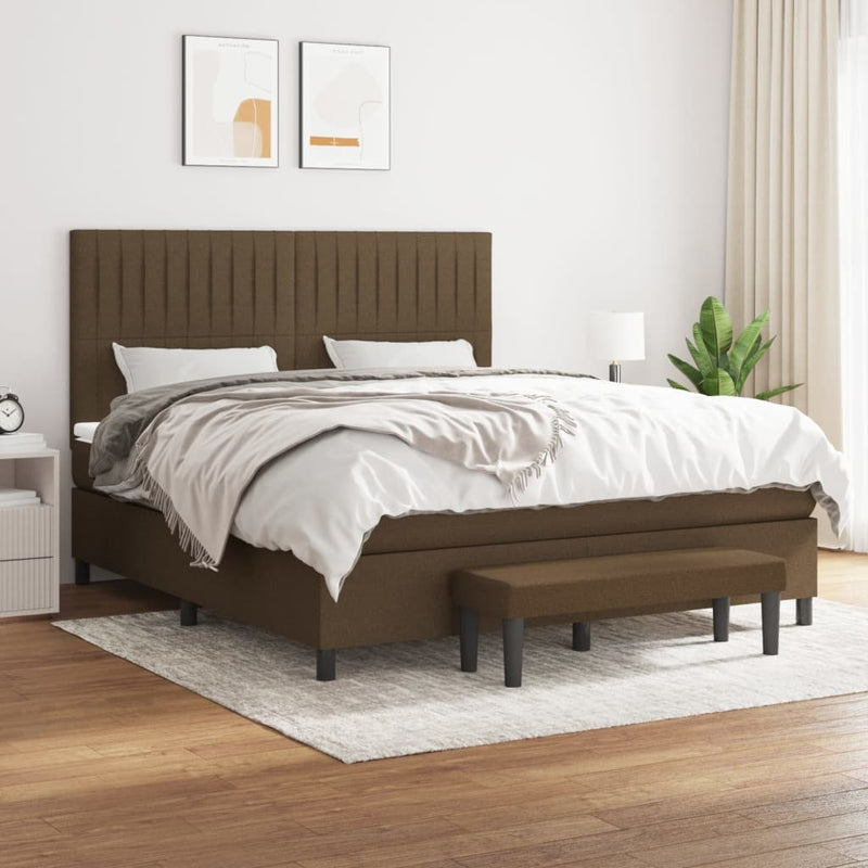Pat box spring cu saltea, maro închis, 160x200 cm, textil